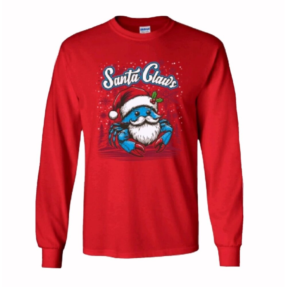 Santa Claws Crab Christmas Long Sleeve T-Shirt Sweatshirt NEW Fast Ship